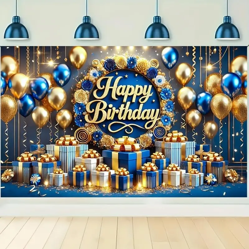 Generic Gold 3D Text Blue Gold Balloon