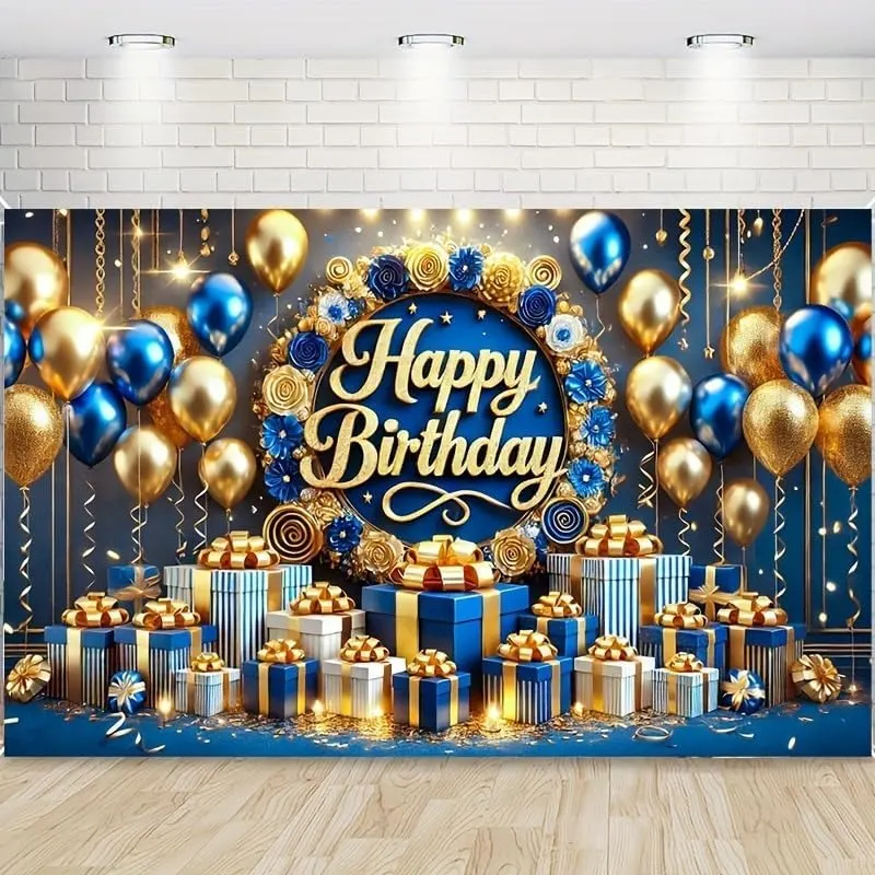 Generic Gold 3D Text Blue Gold Balloon – product photo 3 of 5