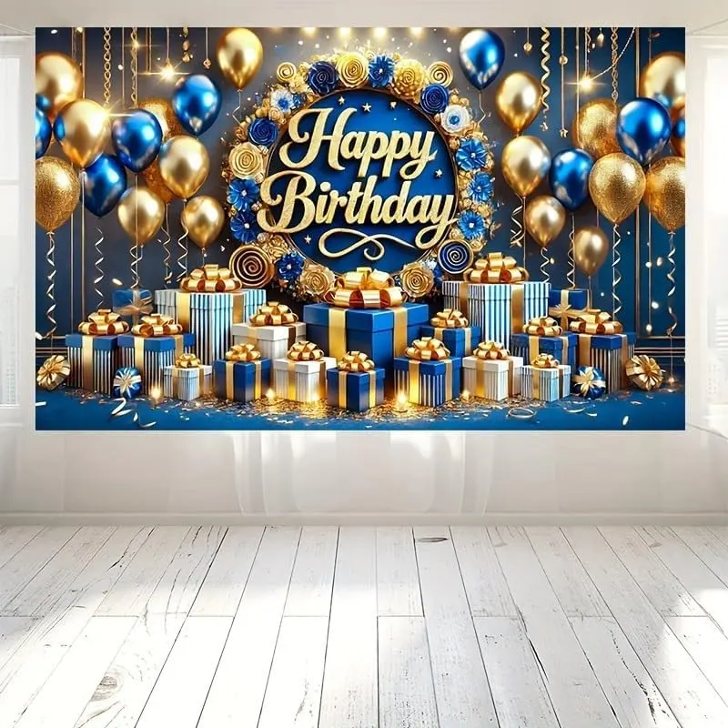 Generic Gold 3D Text Blue Gold Balloon – product photo 4 of 5