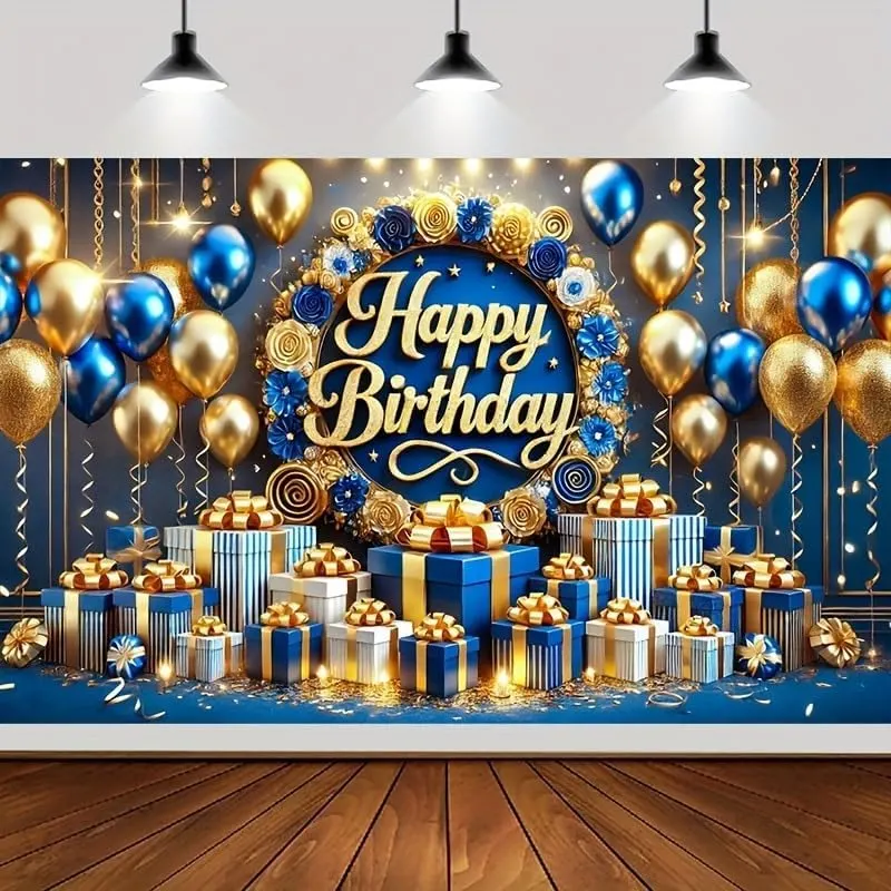 Generic Gold 3D Text Blue Gold Balloon – product photo 5 of 5