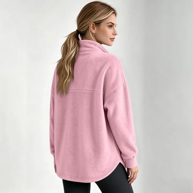 Generic Half Zip Pullover Women Baggy Flannel – product photo 6 of 7