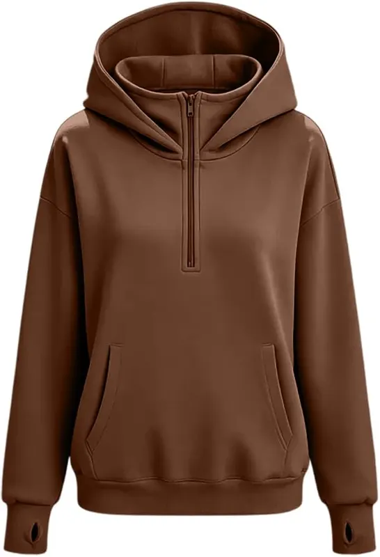 Generic Half Zip Pullover Women Long Sleeve A005-coffee – product photo 8 of 8