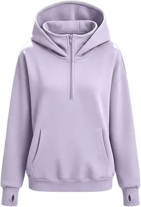 Generic Half Zip Pullover Women Long Sleeve A008-light Purple – product photo 8 of 8