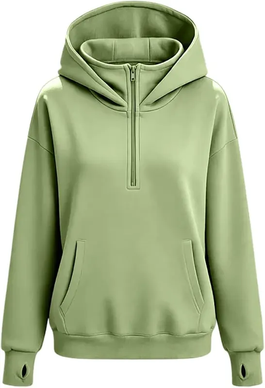 Generic Half Zip Pullover Women Long Sleeve A009-light Green – product photo 8 of 8