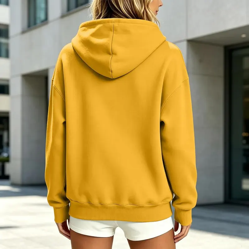 Generic Half Zip Pullover Women Long Sleeve A016-yellow – Loose Fit