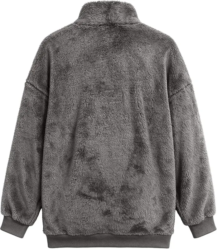 Generic Half Zip Pullover Women Oversized Mockneck A004gray XX-Large – Match