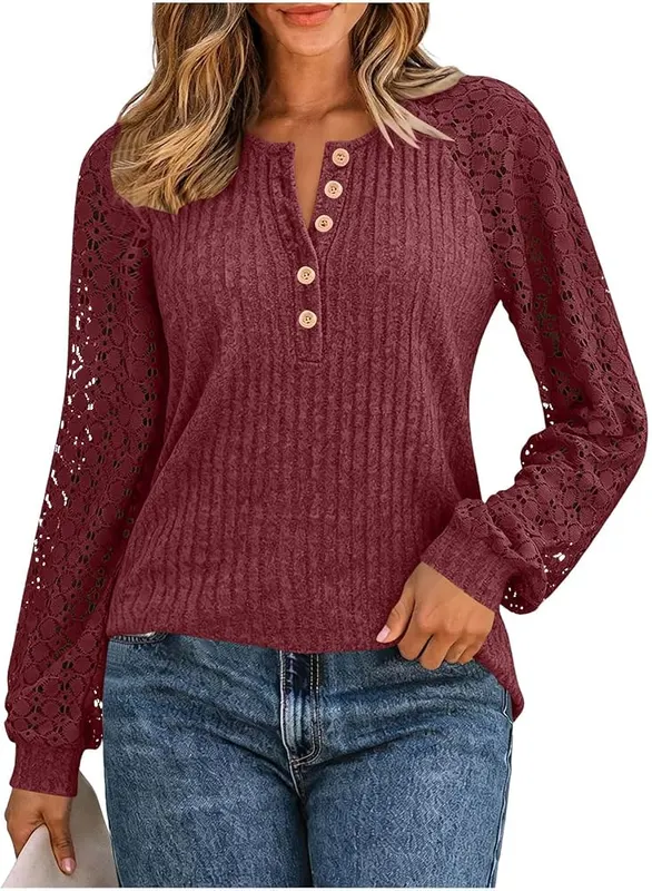 Generic Henley Shirts A005-red Large in A005-red
