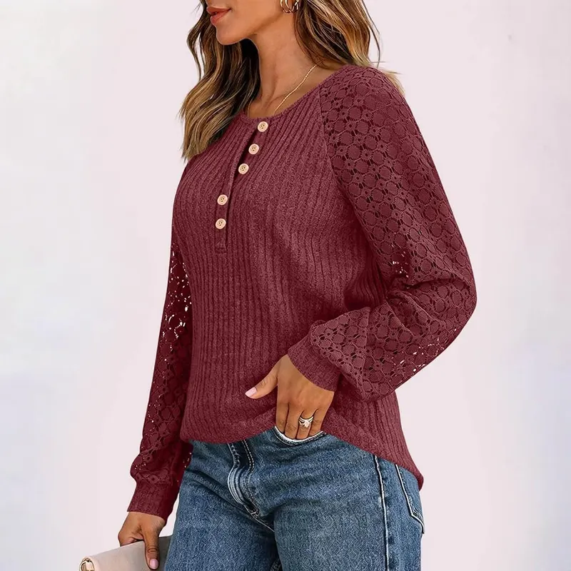 Generic Henley Shirts A005-red Large – Relaxed Loose Fit