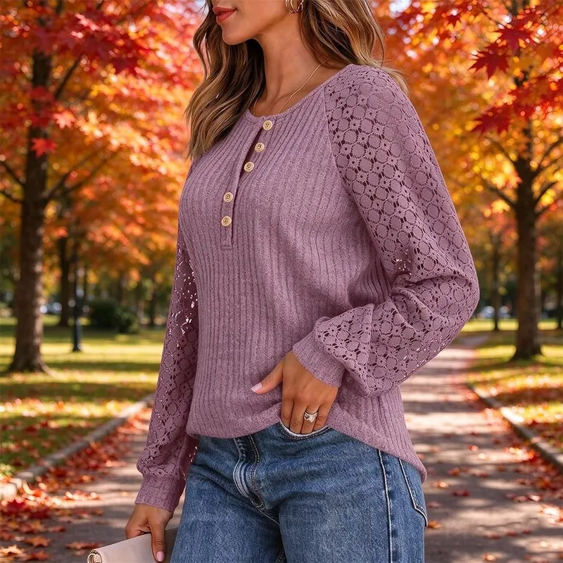 Generic Henley Shirts A006-purple Small – Textured Ribbed Knit