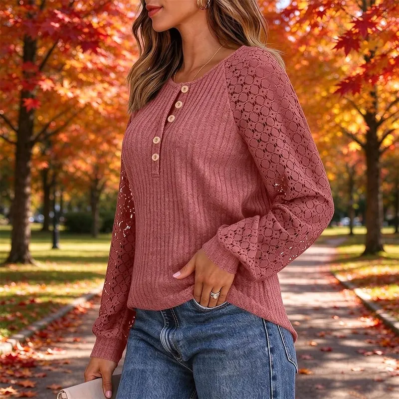 Generic Henley Shirts A008-red Large – Textured Ribbed Knit