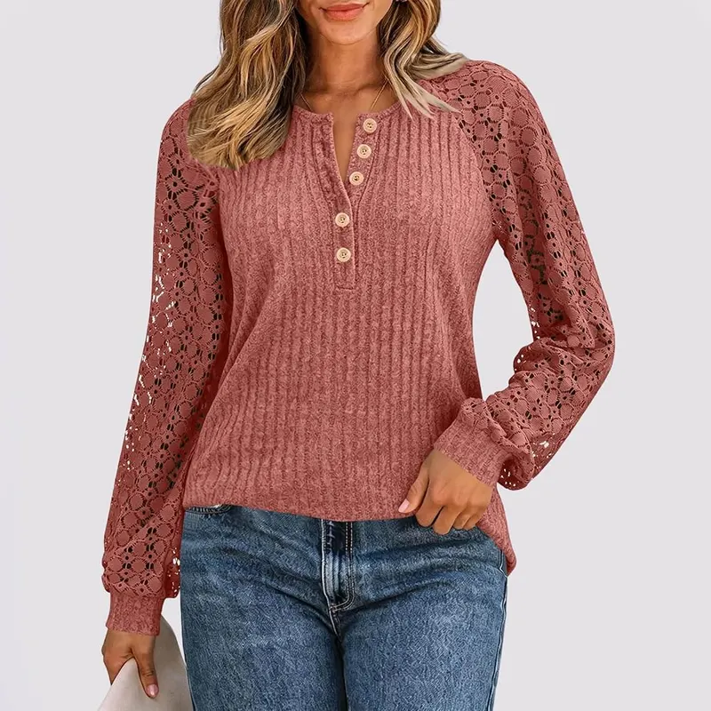 Generic Henley Shirts A008-red Large – Versatile Fall Styling
