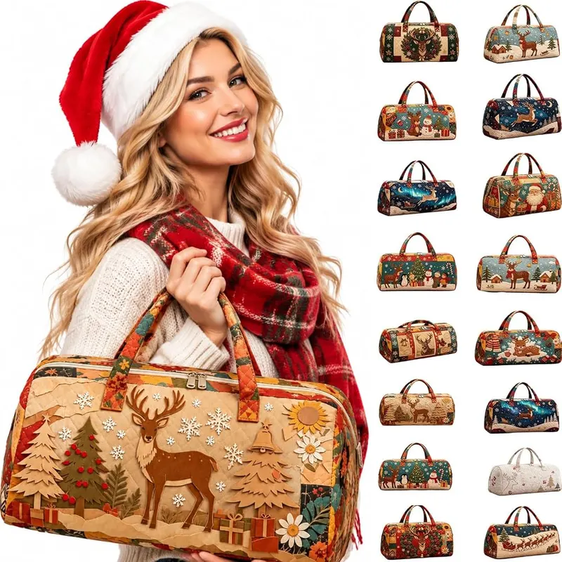 Generic Hippie Van Quilted Duffle Bag in * Red3