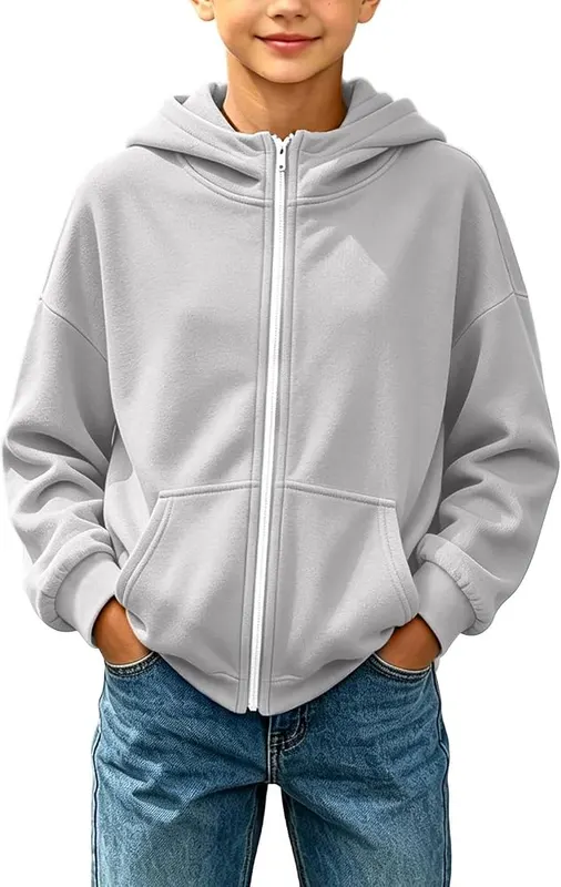 Generic Hoodies for Boys Kids Zip Up – Clean daily layer for school