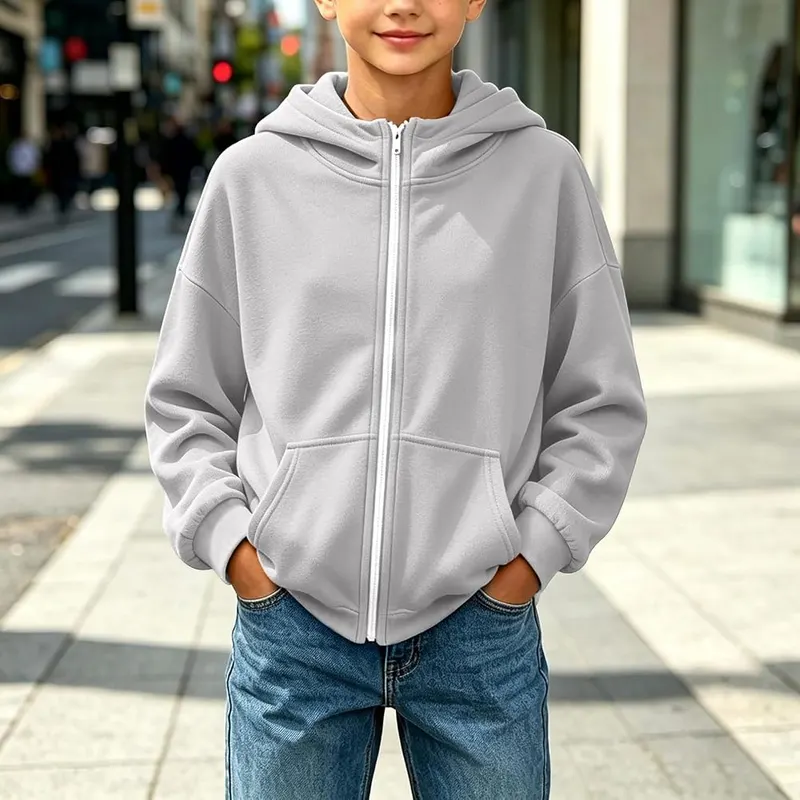 Generic Hoodies for Boys Kids Zip Up – Smooth full-length zipper design