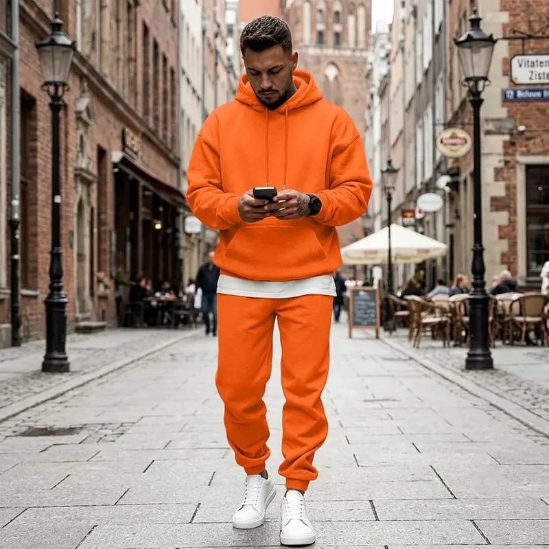 Generic Jogging Suits I008- Saffron – Soft lightweight fleece fabric