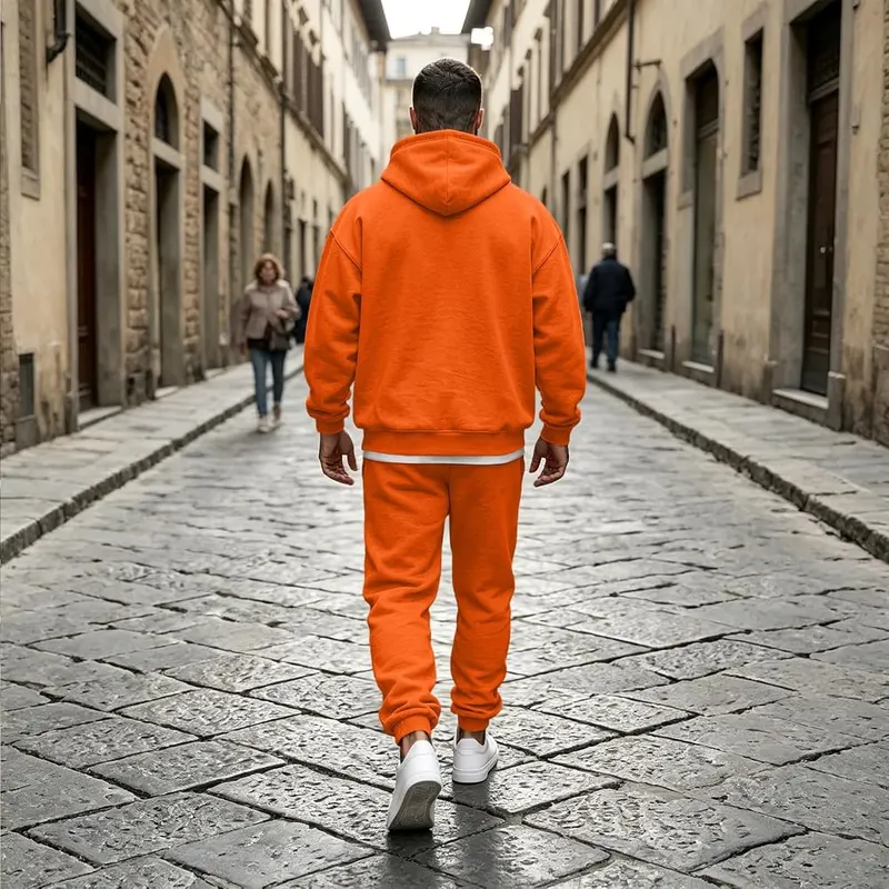 Generic Jogging Suits I008- Saffron – Classic plain hooded sweatshirt