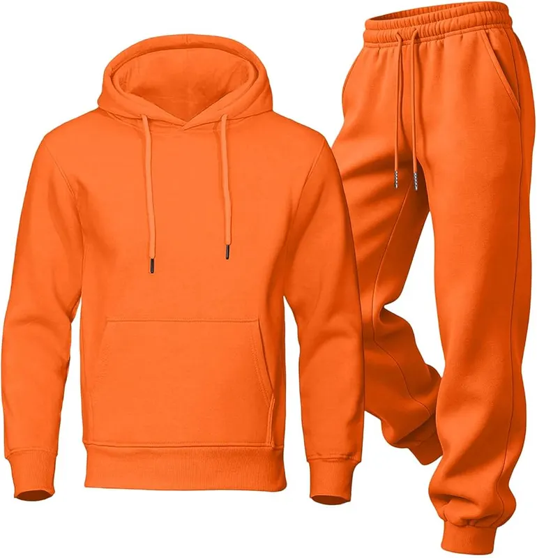 Generic Jogging Suits I008- Saffron – Spacious front kangaroo pocket