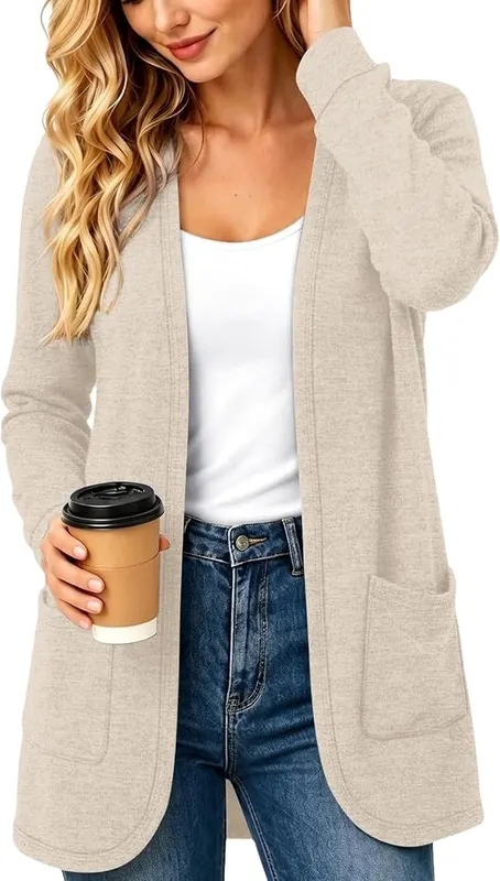 Generic Long Cardigans D01 Beige – product photo 8 of 9