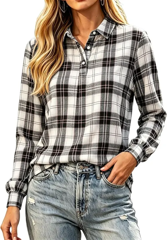 Generic Long Sleeve Henley Shirts A013white – Soft woven fabric blend