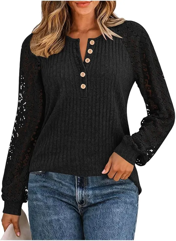 Generic Long Sleeve Oversized Shirts A002black Small – Textured ribbed knit fabric