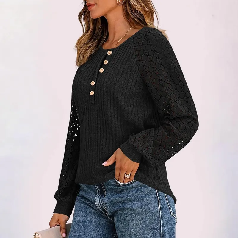 Generic Long Sleeve Oversized Shirts A002black Small – product photo 8 of 8