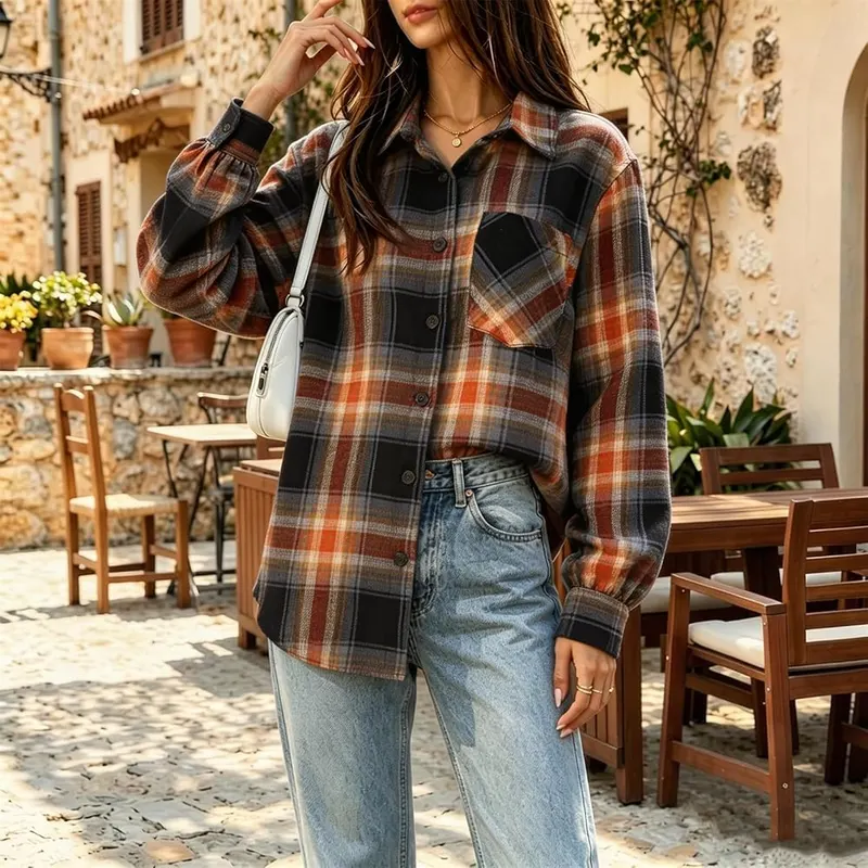 Generic Long Sleeve Oversized Shirts A008orange Large – Occasion