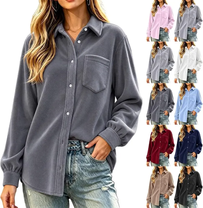 Generic Long Sleeve Oversized Shirts A008wine Medium in A008wine
