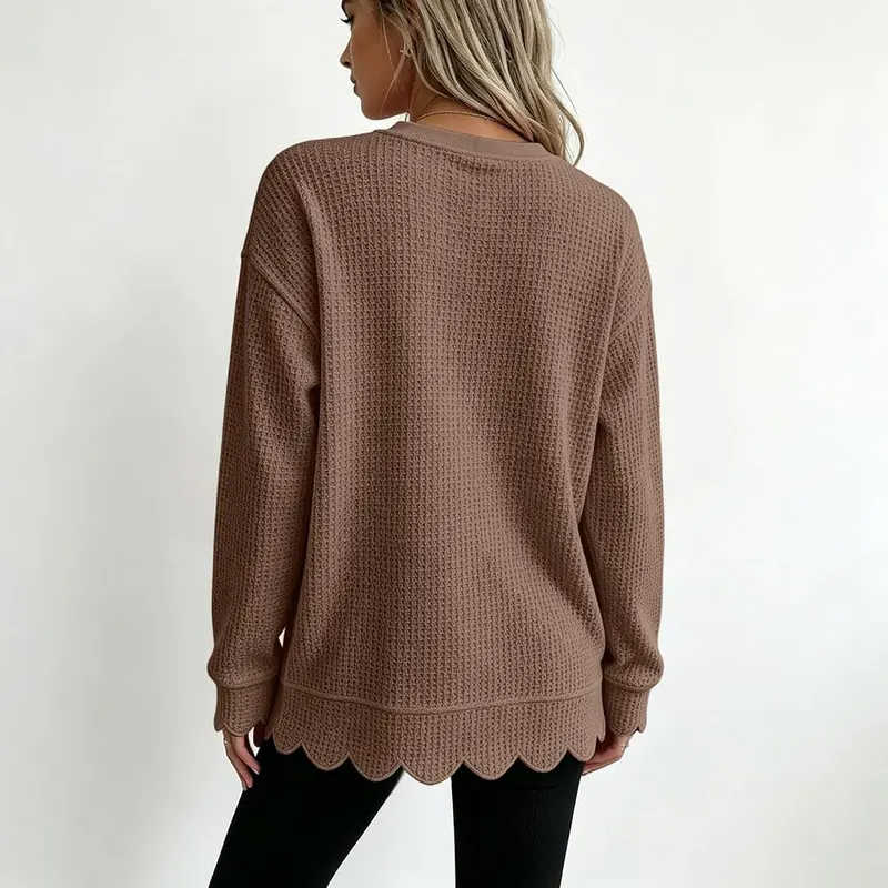 Generic Long Sleeve Shirts B005-light Brown – Textured breathable waffle knit fabric