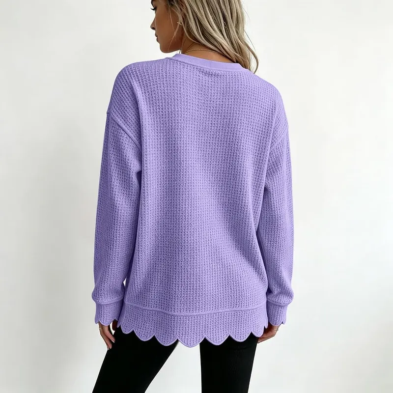 Generic Long Sleeve Shirts B008-purple – Textured waffle knit breathable fabric