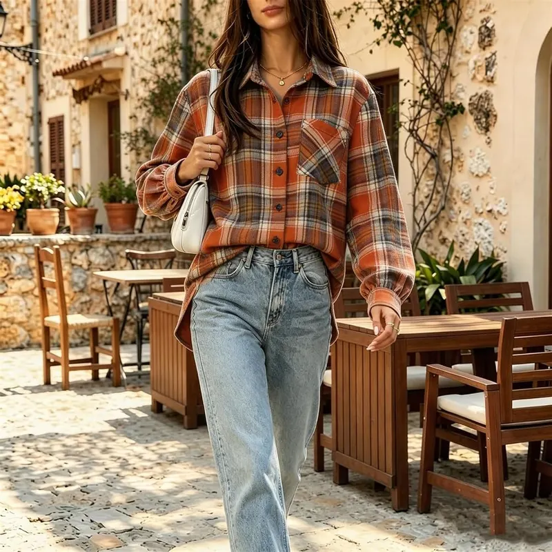 Generic Loose Long Sleeve Shirts A003ginger 3X-Large – product photo 9 of 9