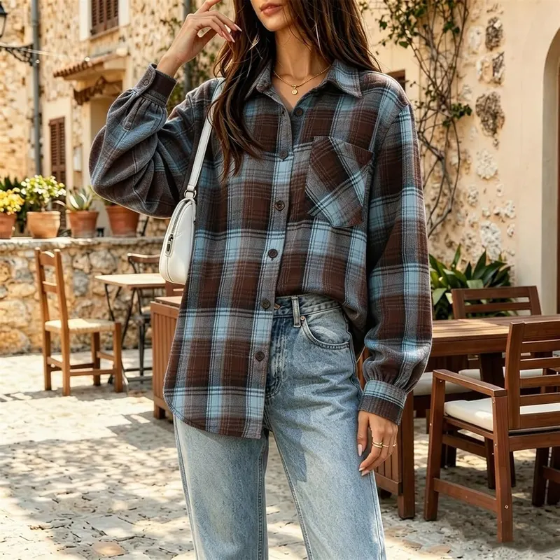 Generic Loose Long Sleeve Shirts A012sky Blue XX-Large – product photo 7 of 9