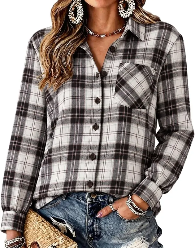 Generic Loose Long Sleeve Shirts A013white 3X-Large – Soft woven brushed fabric