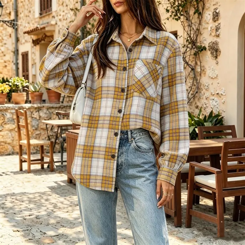 Generic Loose Long Sleeve Shirts A014yellow – product photo 8 of 9