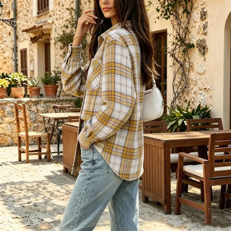 Generic Loose Long Sleeve Shirts A014yellow – product photo 9 of 9