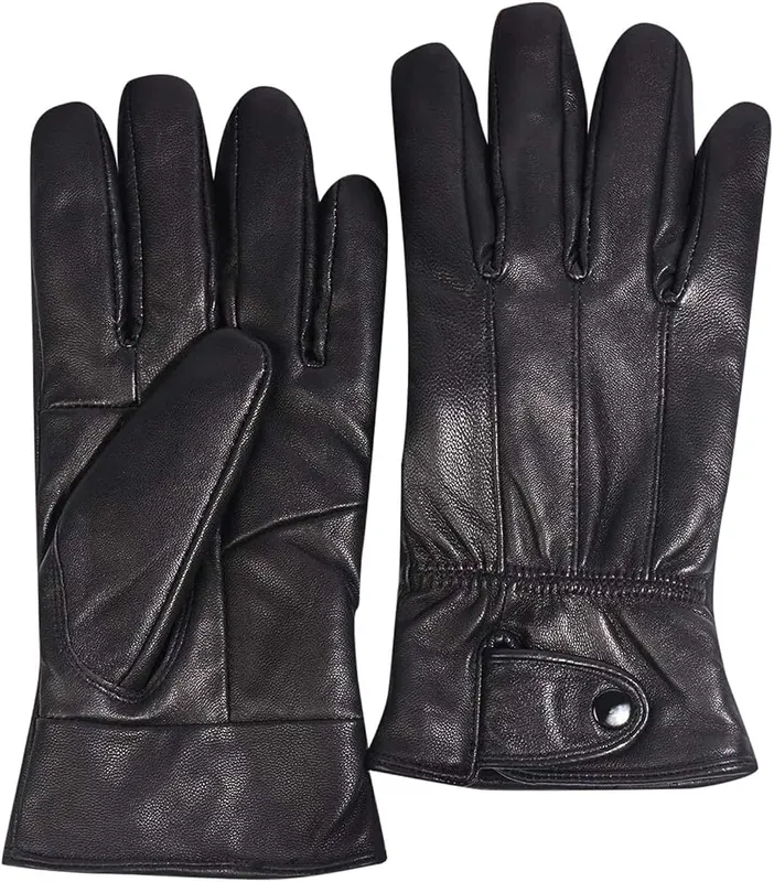 Generic Male Hide Gloves Non-Slip Touch Screen in Black