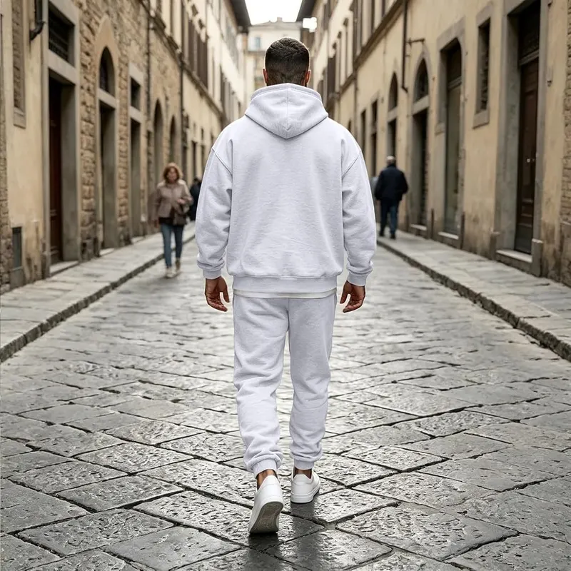 Generic Men Jogging Suits Sets Hooded Sweatshirt I015- White – Cozy long sleeve pullover hoodie