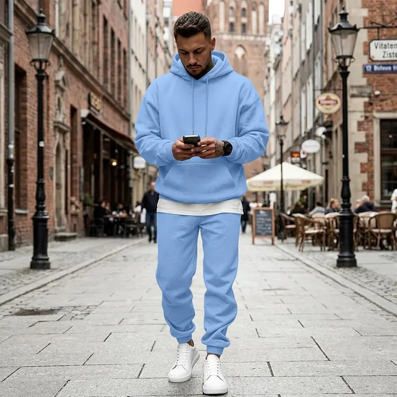 Generic Men Jogging Suits Sets Oversized Hoodie I007- Sky Blue – Soft lightweight fleece fabric