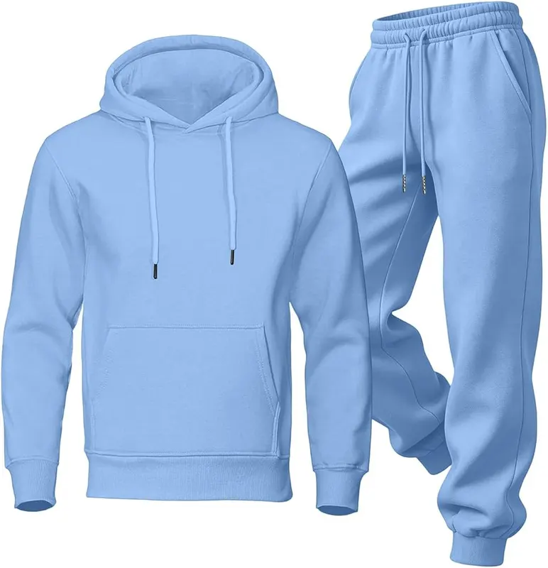 Generic Men Jogging Suits Sets Oversized Hoodie I007- Sky Blue – Spacious front kangaroo pocket