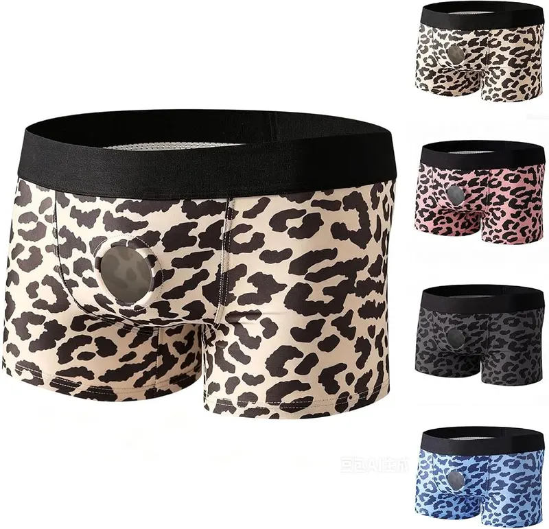 Generic Men’s Sexy Open Front Underwear Leopard in #01 Khaki