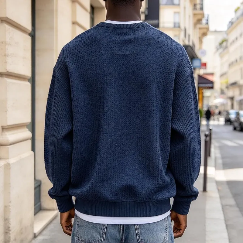 Generic Men’s Sweatshirts Oversized Crew Neck Long – Comfortable ribbed cuffs and hem