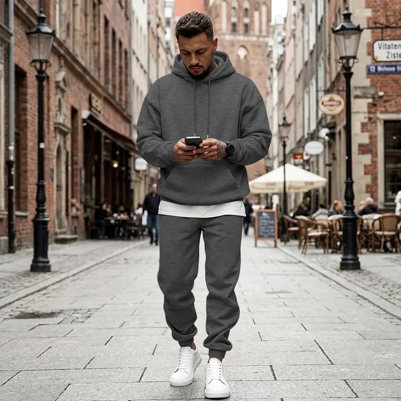 Generic Men’s Sweatsuits Fleece Hoodie Plus Size – Complete two piece outfit