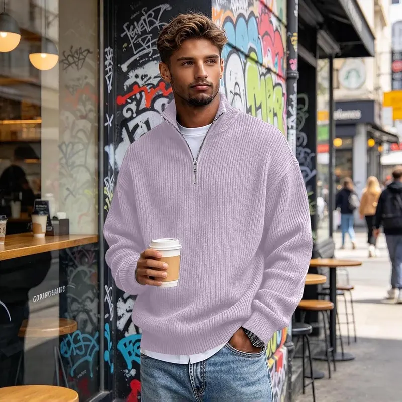 Generic Mens 1/4 Zip Big and Tall A09 Light Purple – Easy to Match