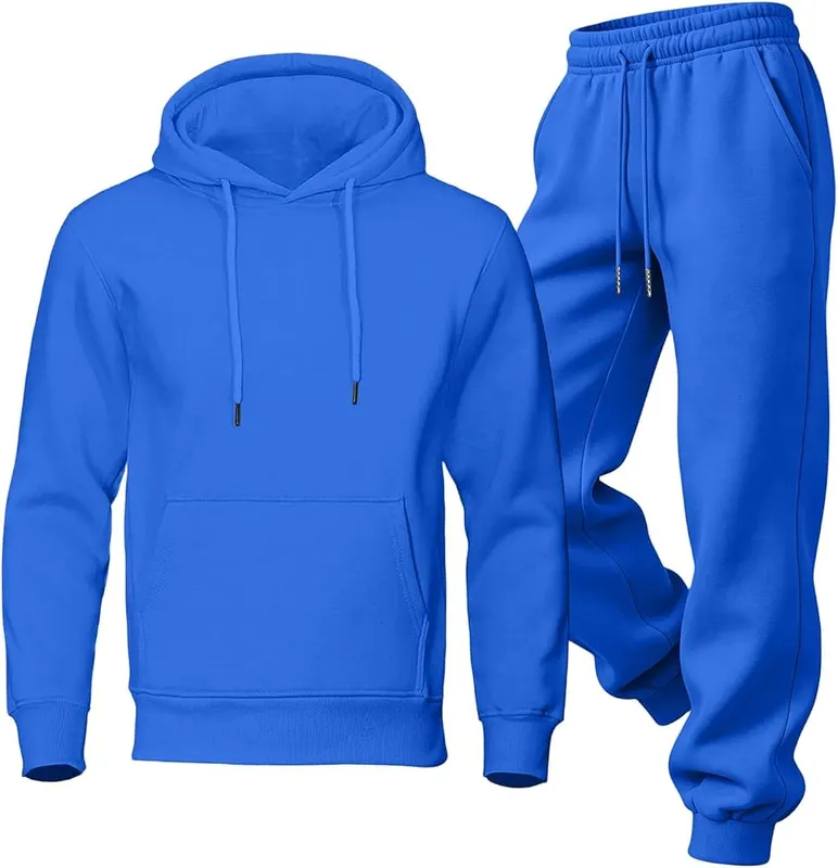 Generic Mens Jogging Suits Oversized Sweatshirt Track I010- Blue – Spacious front kangaroo pocket