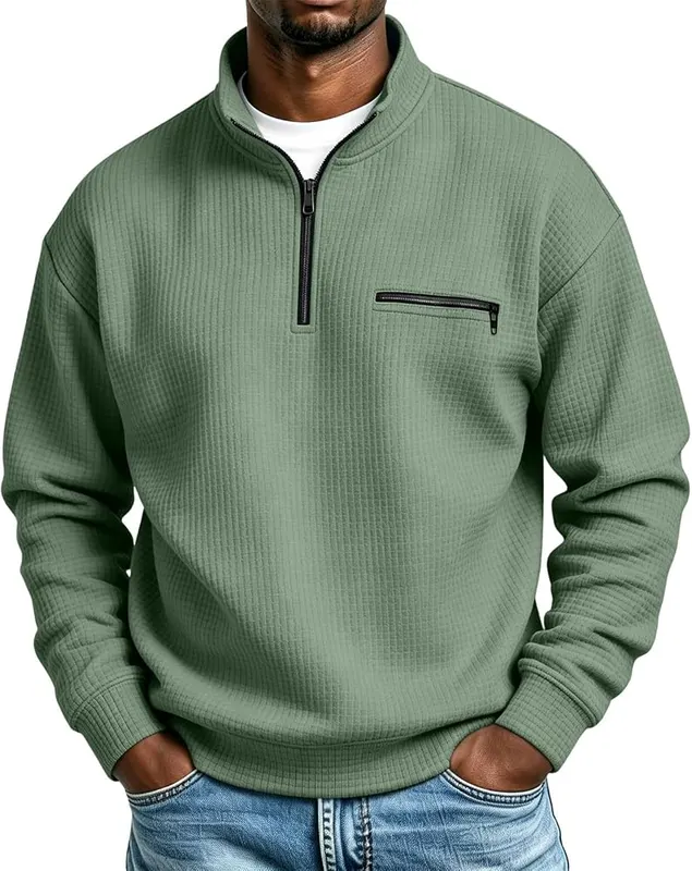 Generic Mens Mock Neck Sweatshirt Quarter Zip – Fabric