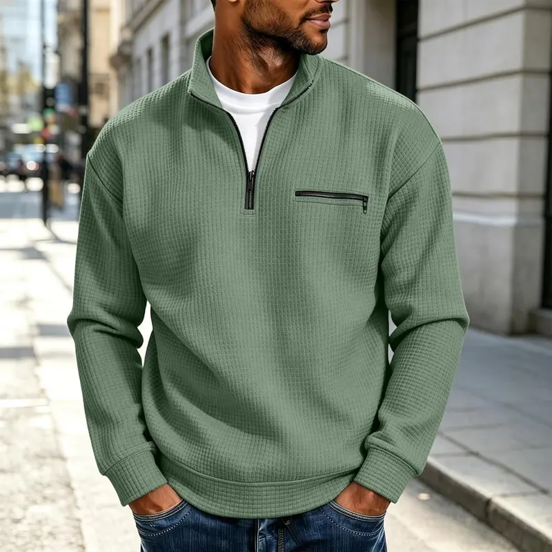 Generic Mens Mock Neck Sweatshirt Quarter Zip – Features
