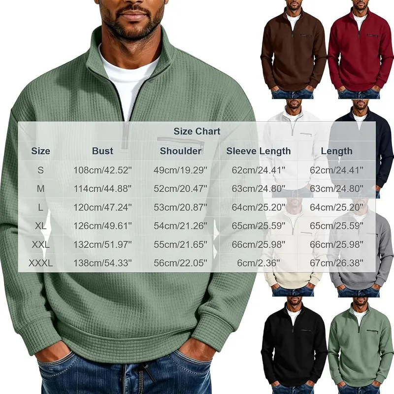 Generic Mens Mock Neck Sweatshirt Quarter Zip – Match