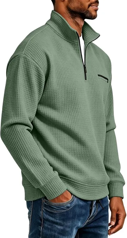 Generic Mens Mock Neck Sweatshirt Quarter Zip – product photo 8 of 8