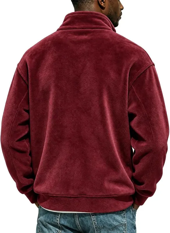 Generic Mens Quarter Zip Pullover Flannel Mockneck Lined，1/4 – Feature
