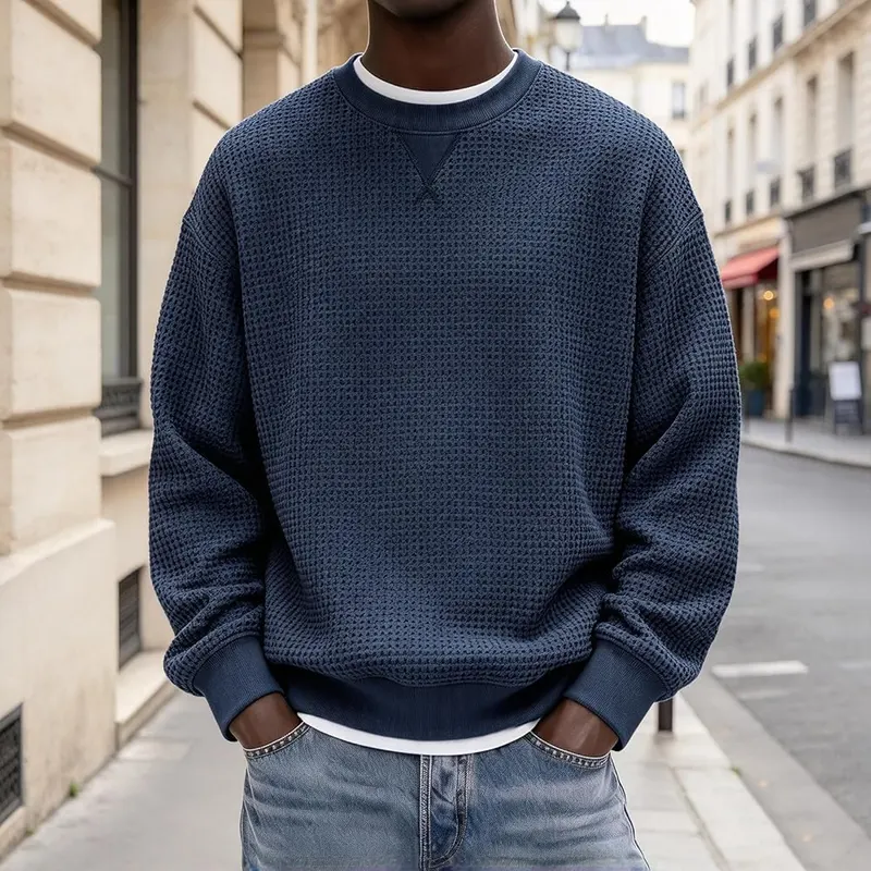 Generic Mens Sweatshirts Oversized Crew Neck Solid – Relaxed drop shoulder athletic silhouette