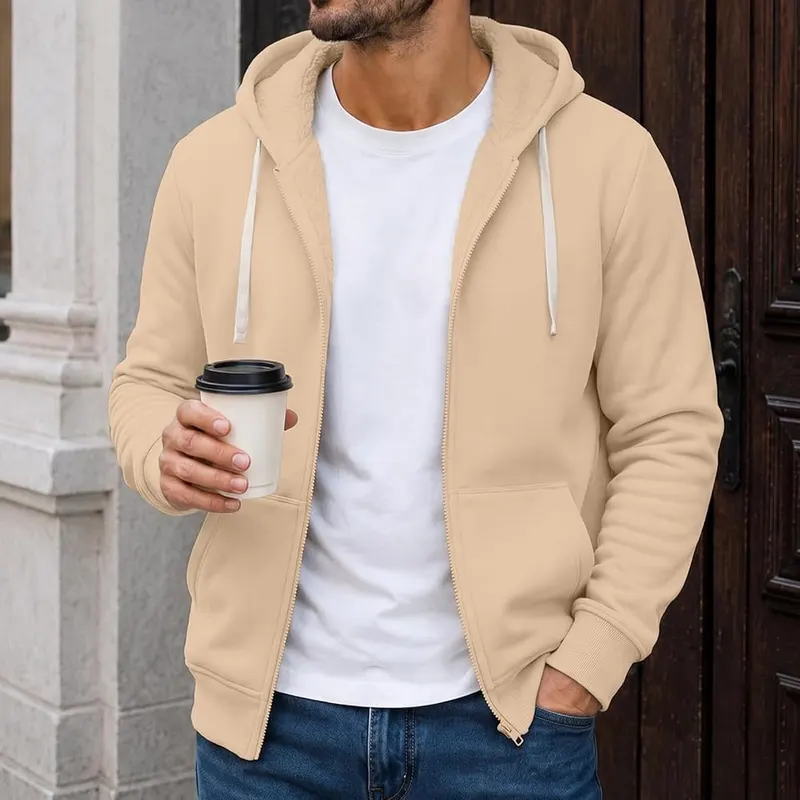 Generic Mens Zip Up Hoodies Oversized Warm – Soft fleece interior for lightweight warmth